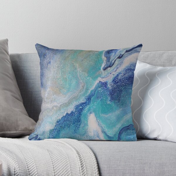 Dancing Tides: Acrylic Pour Painting Throw Pillow
