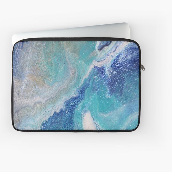 Dancing Tides: Acrylic Pour Painting Laptop Sleeve