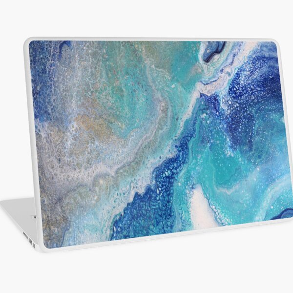 Dancing Tides: Acrylic Pour Painting Laptop Skin