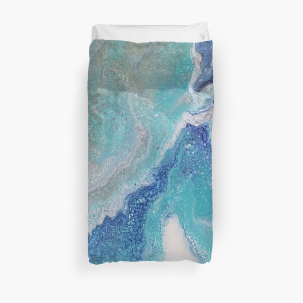 Dancing Tides: Acrylic Pour Painting Duvet Cover