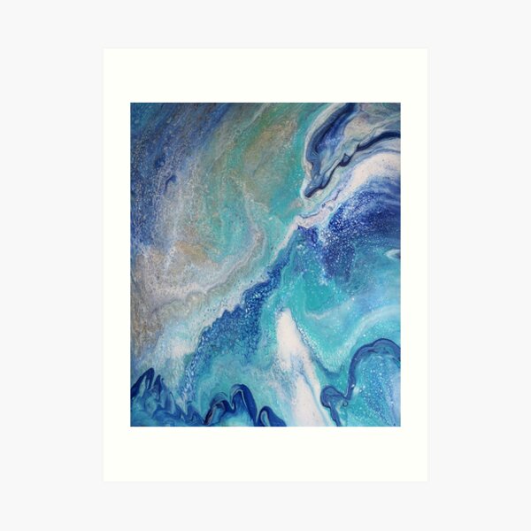 Dancing Tides: Acrylic Pour Painting Art Print