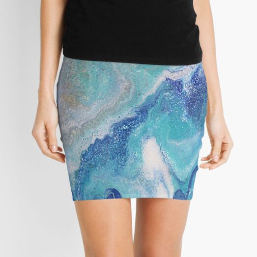 Dancing Tides: Acrylic Pour Painting Mini Skirt