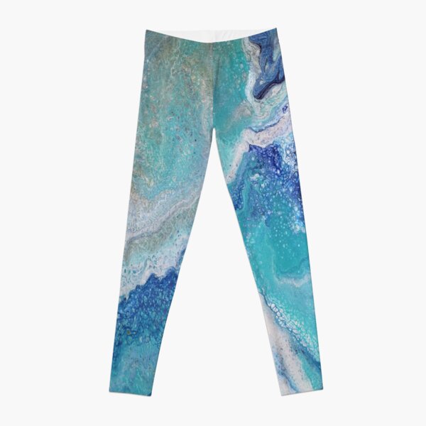 Dancing Tides: Acrylic Pour Painting Leggings