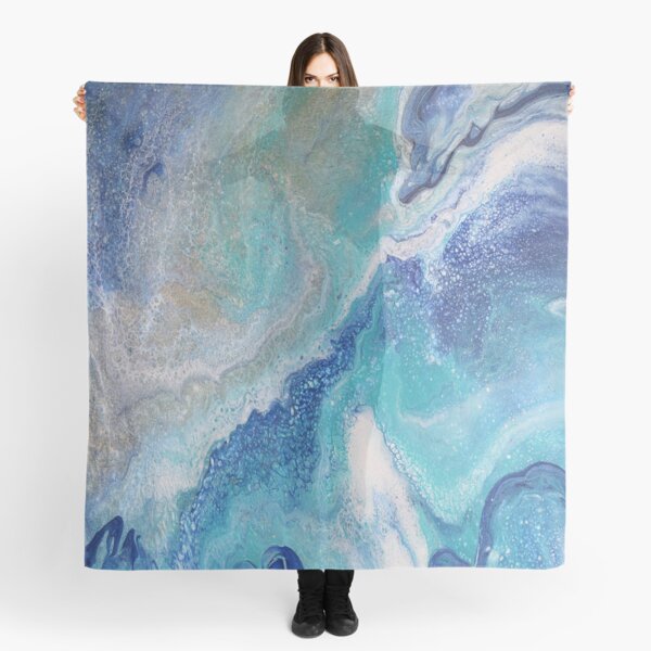Dancing Tides: Acrylic Pour Painting Scarf