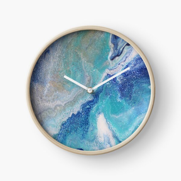 Dancing Tides: Acrylic Pour Painting Clock