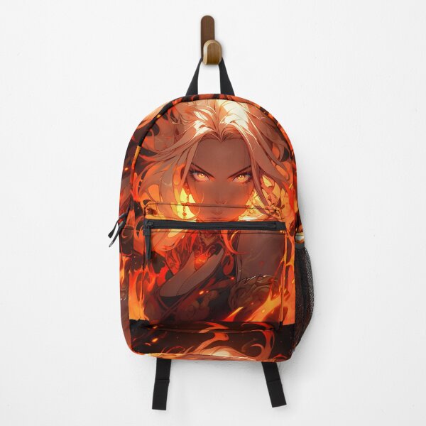 Item preview, Vibrant and eye-catching illustration of a manga-inspired anime woman in flames designed and sold by AI-Only Creations.