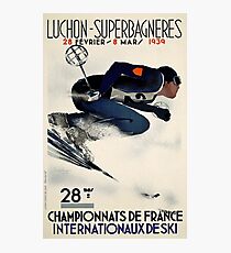 French Vintage Ski advert from 1939 Photographic Print