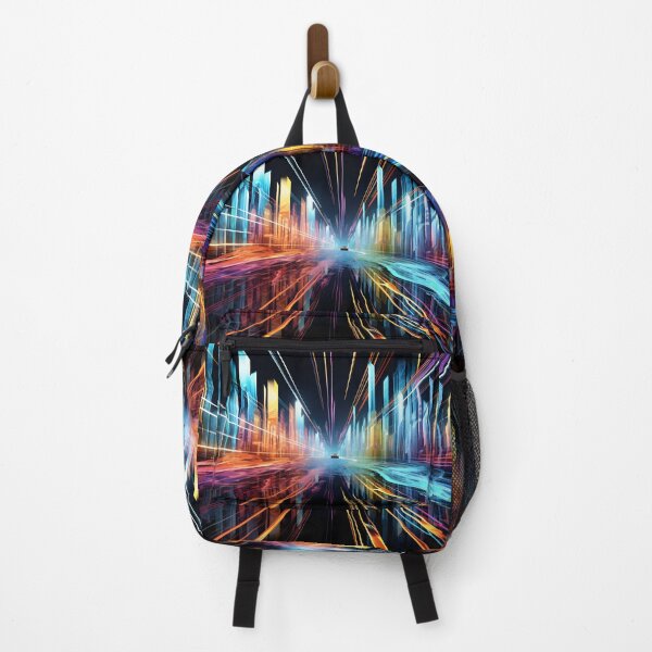 Item preview, A vibrant illustration of futuristic New York in the style of speed, motion and fluorescent light trails designed and sold by AI-Only Creations.