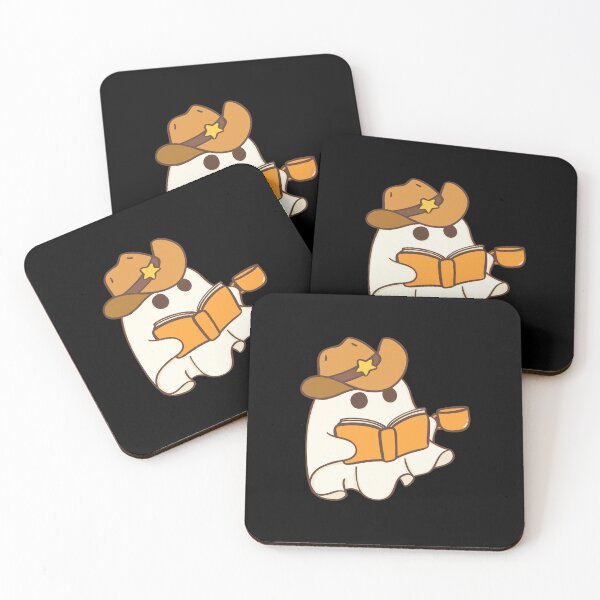 Item preview, Cute halloween sheriff ghost reading a book and drinking coffee designed and sold by Mateusz Majcherek.