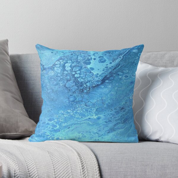 Blue Galaxy: Acrylic Pour Painting Throw Pillow