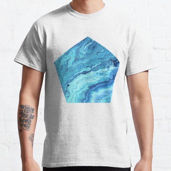 Teal Geode: Acrylic Pour Painting Classic T-Shirt