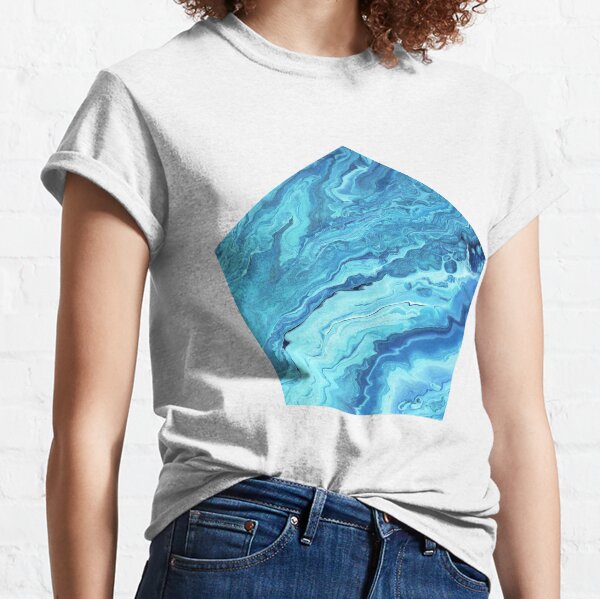 Teal Geode: Acrylic Pour Painting Classic T-Shirt
