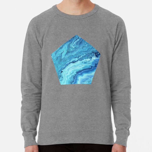 Teal Geode: Acrylic Pour Painting Lightweight Sweatshirt