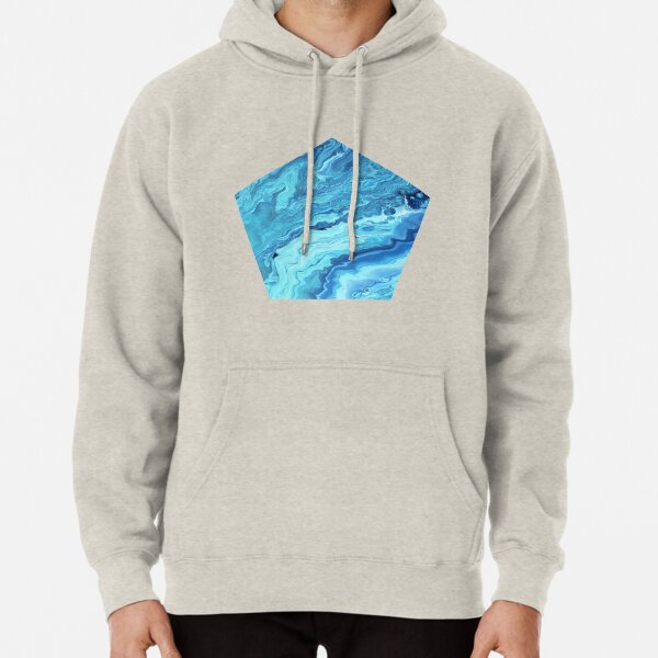 Teal Geode: Acrylic Pour Painting Pullover Hoodie