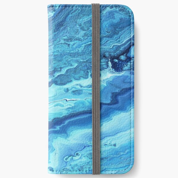 Teal Geode: Acrylic Pour Painting iPhone Wallet