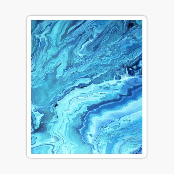 Teal Geode: Acrylic Pour Painting Sticker