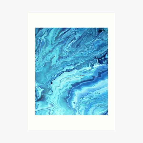 Teal Geode: Acrylic Pour Painting Art Print