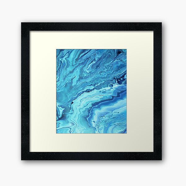 Teal Geode: Acrylic Pour Painting Framed Art Print
