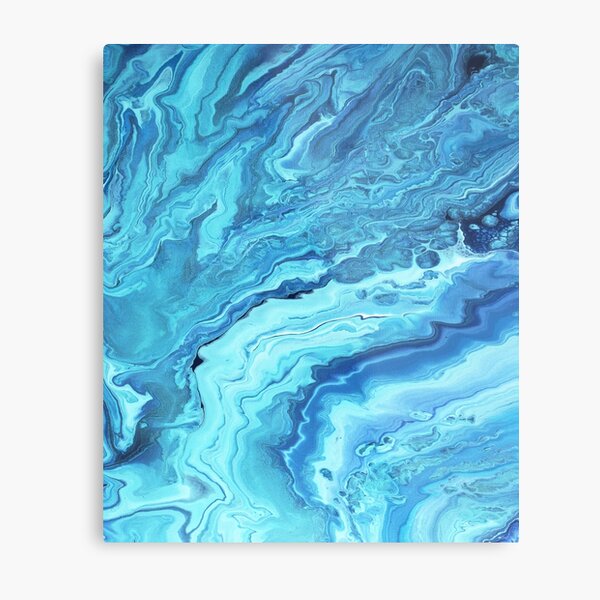 Teal Geode: Acrylic Pour Painting Metal Print