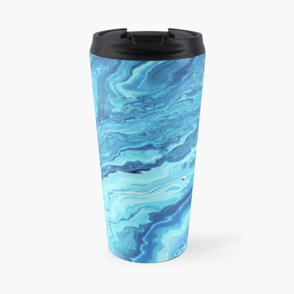 Teal Geode: Acrylic Pour Painting Travel Mug