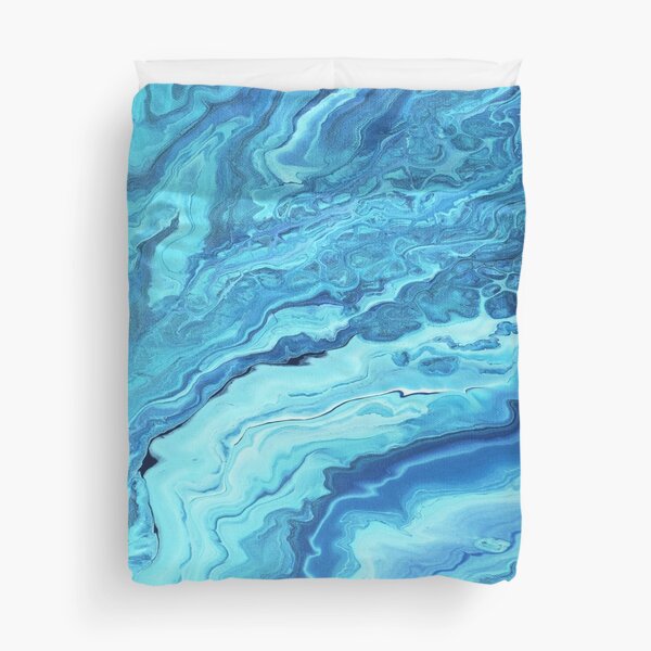 Teal Geode: Acrylic Pour Painting Duvet Cover