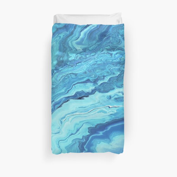 Teal Geode: Acrylic Pour Painting Duvet Cover
