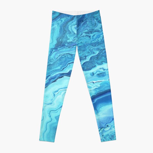 Teal Geode: Acrylic Pour Painting Leggings