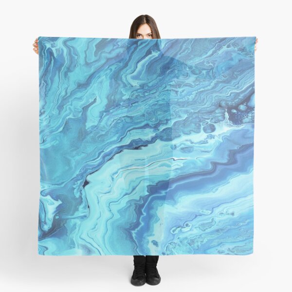 Teal Geode: Acrylic Pour Painting Scarf