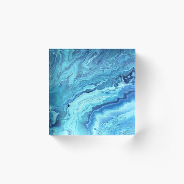 Teal Geode: Acrylic Pour Painting Acrylic Block