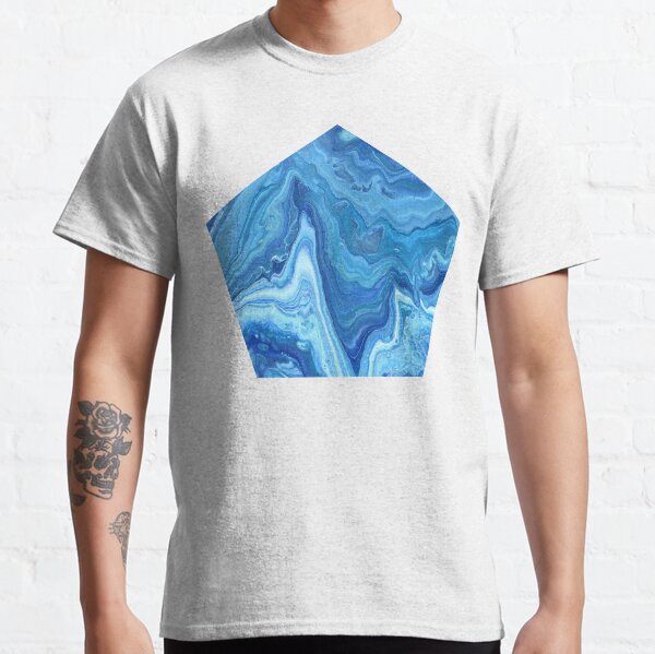 Blue Geode: Acrylic Pour Painting Classic T-Shirt