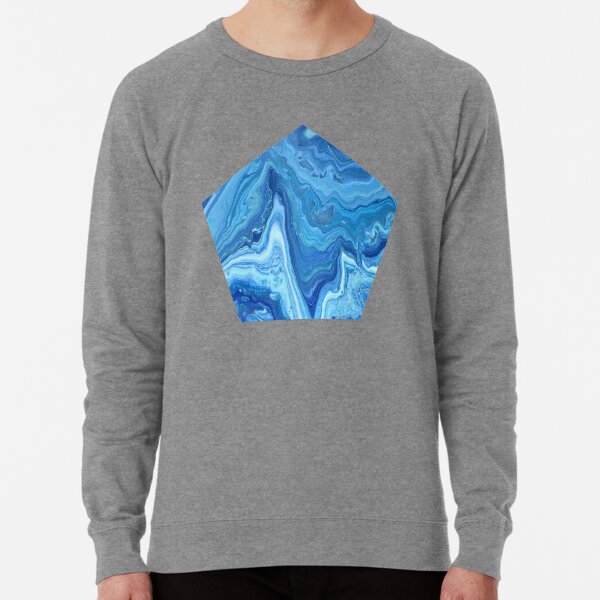 Blue Geode: Acrylic Pour Painting Lightweight Sweatshirt