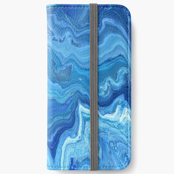 Blue Geode: Acrylic Pour Painting iPhone Wallet