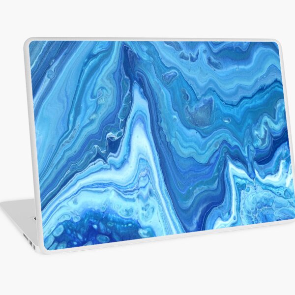 Blue Geode: Acrylic Pour Painting Laptop Skin