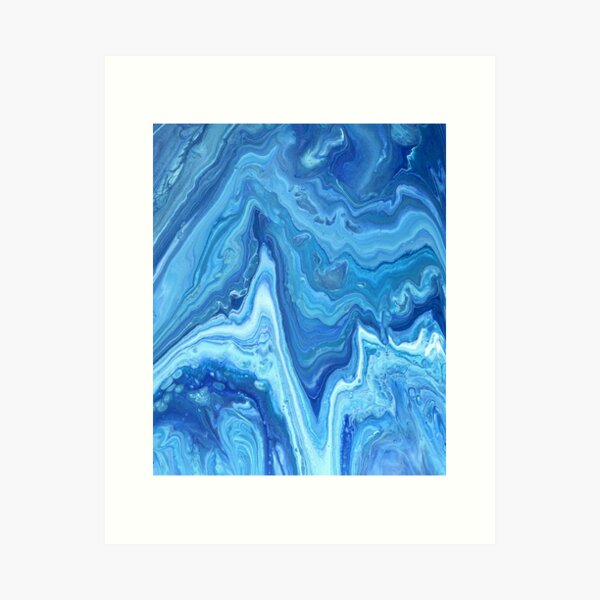 Blue Geode: Acrylic Pour Painting Art Print