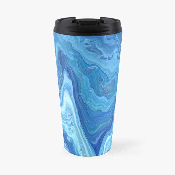 Blue Geode: Acrylic Pour Painting Travel Coffee Mug