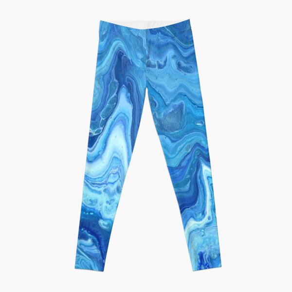 Blue Geode: Acrylic Pour Painting Leggings