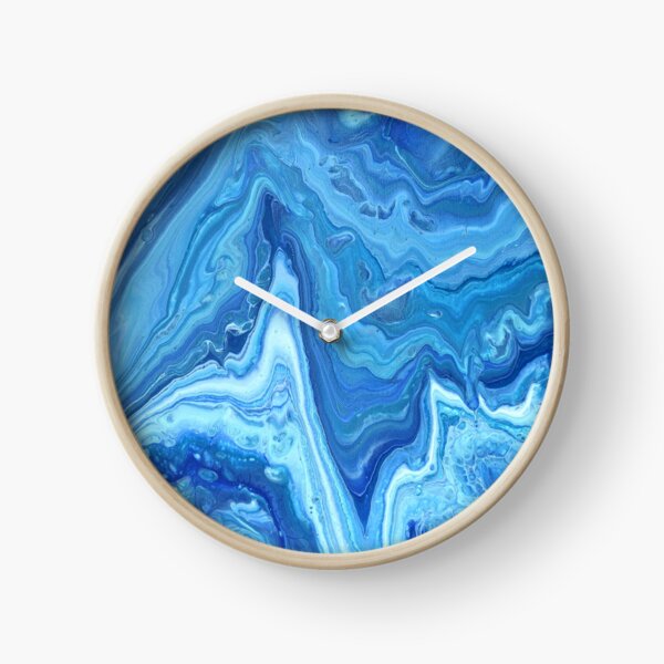Blue Geode: Acrylic Pour Painting Clock