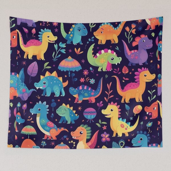 Item preview, Prehistoric pattern of tiny dinosaurs designed and sold by liana campbell.