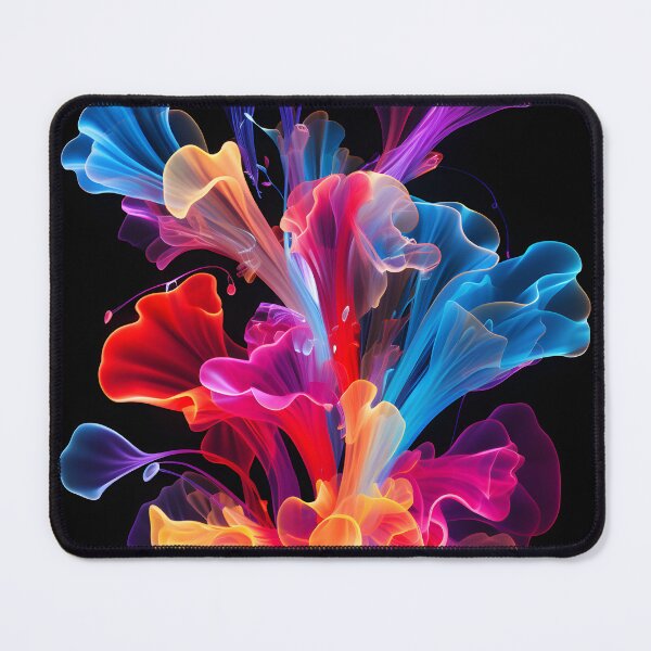 Item preview, A very colorful acrylic painting image of bioluminescent flowers in the style of photogram designed and sold by AI-Only Creations.