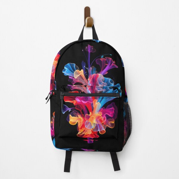 Item preview, A very colorful acrylic painting image of bioluminescent flowers in the style of photogram designed and sold by AI-Only Creations.