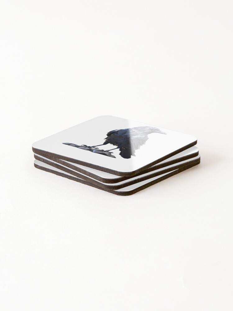 Thumbnail 4 of 5, Coasters (Set of 4), Polygon crow designed and sold by InkCreato.