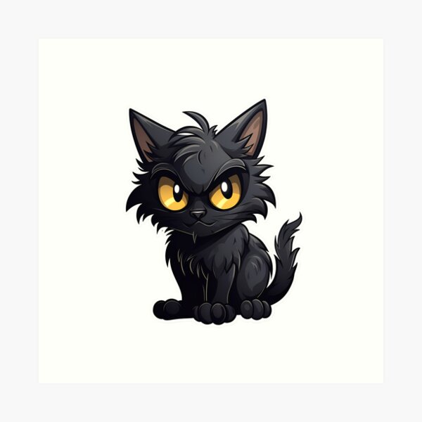 Cartoon Style Cute Black Kitty Black Cat Halloween Black Cat Sticker Art  Prints and More Sticker for Sale by Kevin Lou