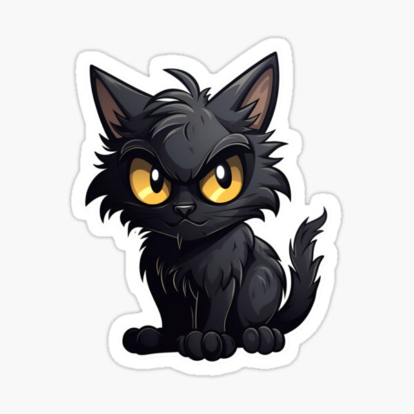 Cute cartoon black cat sticker