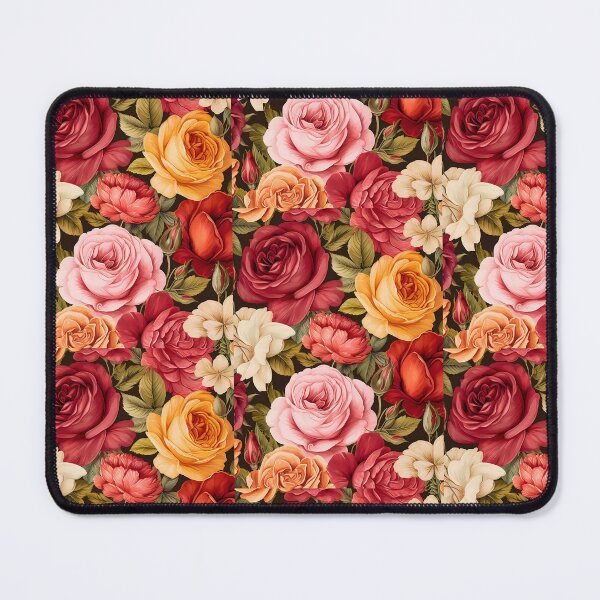 Item preview, lush cabbage roses in red, pink, cream and orange designed and sold by SusanAlisonArt.