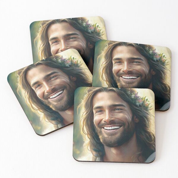 Item preview, Jesus Christ wearing a flower crown, Sacred Masculine, Faith, Divine Mercy, Ashtar Command, Galactic Federation of Light designed and sold by Larah Vidotto.