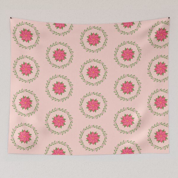 Item preview, Christmas wreath and poinsetta designed and sold by StitchItMama.
