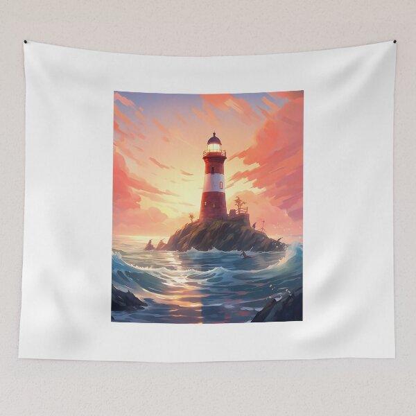 Item preview, Lighthouse Lullaby: Watercolor Dusk Scene designed and sold by Shirtastically.
