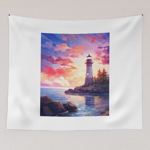 Item preview, Serenity Spire: A Watercolor Lighthouse Scene designed and sold by Shirtastically.