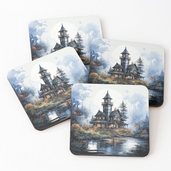 Item preview, Halloween Haunted House Wall Art, Notebook, Mouse Pad, Pillowcase designed and sold by Angifly.