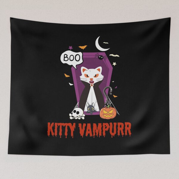 Item preview, Kitty Vampurr Halloween designed and sold by SunnyFunnyArt.